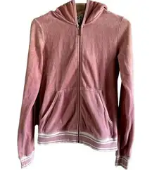 Juicy Couture  Full Zip Velour Hoodie Jacket Y2k Lightweight Cotton Blush Pink L