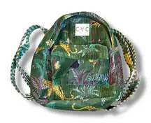 CYC‎ Jungle Animal Print Backpack Green Velvet School Travel Bag Unisex