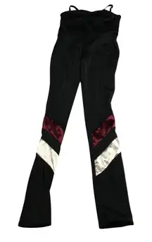 Weissman LC Black Gymnastics Dance Leotard Unitard Velvet Stripe Accents