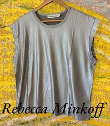Rebecca Minkoff Silver Metallic Top Large
