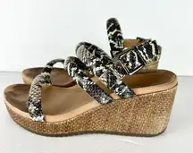 Vionic Kora Raffia Boa Strappy Wedge Slingback Sandal Size 7.5 Leather Snake