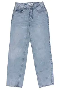 Good American Straight Leg Jeans High Rise Denim Pants Light Wash Size 2 Blue