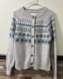 Lucky Brand Gray and Blue Cardigan Size Medium