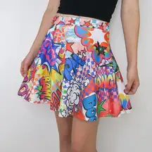 Comic Book Pop Art Colorful Mini Skater Skirt