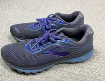 Brooks Ghost 12 Gray Blue Purple Running Shoes