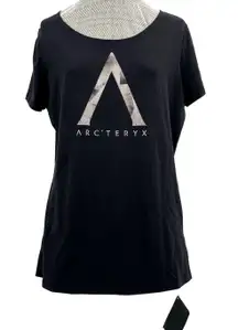 NEW Arc'Teryx Megalith Black Gray Short Sleeve Shirt Graphic Tee Women’s Size L