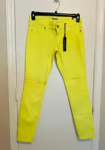 EXPRESS Neon Yellow Leggings  Jeans womens Size 8