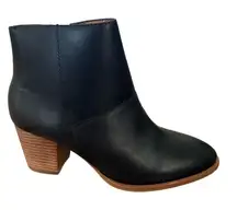 Madewell Ankle Boot 7.5M Black Classic Block Heel Side Zipper Versatile Chic