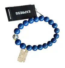 Express Blue and Gold Beaded Bracelet