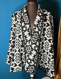 Vintage Forever 21 Black & Gray Aztec Long Sleeve Open Front Jacket Size XS
