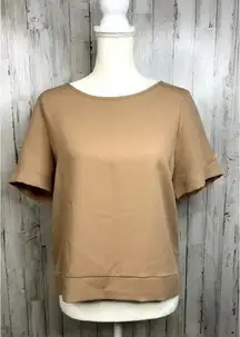 NWT Buckle Women's Taupe Short Sleeve Crew Neck Open-Back Top‎ Size Small Casual