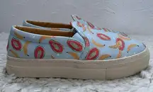 Soludos Womens Low Top Papaya Banana Slip On Platform Sneakers Blue Size 8