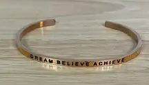 Mantra Band Dream Believe Achieve Gold Bracelet