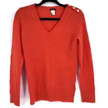 J. Crew‎ Women's Mohair Blend V-Neck Long Sleeve Pullover Sweater Orange Size XS