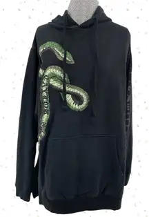 RARE Taylor Swift Reputation Embroidered Green Snake Black Hoodie Oversized XS