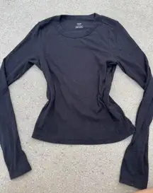 Aerie Basic Black Long Sleeve Ribbed Top