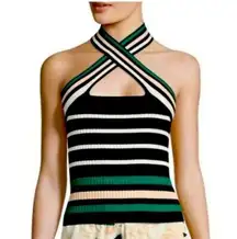 Scripted Cross-cross halter neck top black small