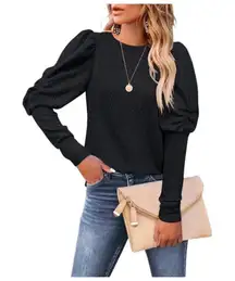 NWT Womens DoRose Cable Knit Black Puff Sleeve Top Sweater - Sz XXL