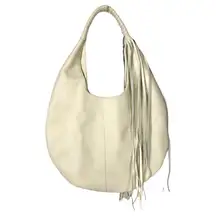 B-Low The Belt Fiona Genuine Pebble Leather Off White Fringe Hobo Bag