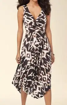 Soma Sleeveless Scarf Hem Dress Ikat Charm Neutral NWT