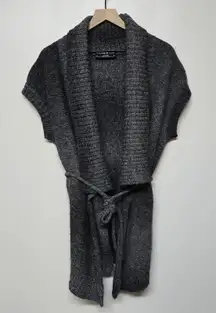 Pringle 1815 Scotland Alpaca Merino Wool Gray Belted Shawl Collar Sweater Vest S