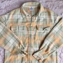 Princess Polly Mila Button Up Long Sleeve Shacket Shirt in Orange Multi Color