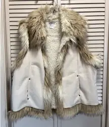 Back in the Saddle Faux Fur/Suede Sherpa Lined Vest Open Front Pockets Sz 1X