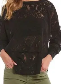 Free People  lace crochet witchy sweatshirt