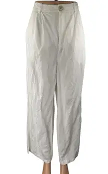 & Other Stories Women's White Pleated High Rise Wide Leg Trousers Pants Size 12