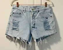 Vintage High Rise Mom Jean Denim Shorts Crochet 28
