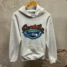 Seattle Seahawks Vintage 90s Lightening Graphic Gray Hoodie Sweatshirt Small S