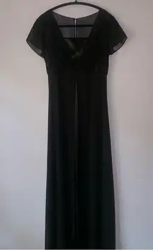 Stage Accents 4 Maxi Dress Black Chiffon Short Sleeve Ball Gown Prom Dress