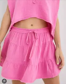 AERIE POOL TO PARTY SKIRT SIZE MEDIUM PINK GAUZE COTTON BEACH SUMMEE