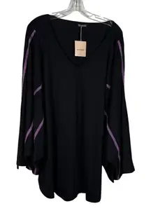 Bloomchic NWT Batwing Bat Embroidered Stripe Plus Size Top Halloween Gothic 1X
