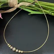 925 Sterling Silver Gold Vermeil Sliding Ball Charm Pendant Snake Chain Necklace