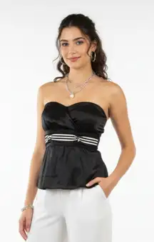 Black 100% Silk Strapless Occasion Top White House Black Market 6 NEW