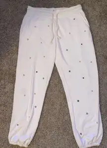 White Star-Patterned Joggers