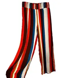 Elan Orange White Blue Brown bronze Striped Pants Large