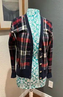 Preppy, collegiate, plaid Juicy Couture cardigan 