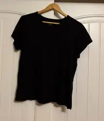 Time and Tru T Shirt Large 12-14 Black Short Sleeve Crew Neck Casual Basic Solid