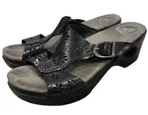 Dansko black leather sapphire‎ sandals womens size 39