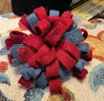 Homemade fabric pompom pin