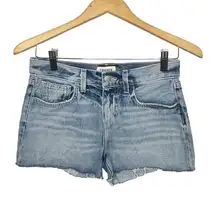 L'AGENCE Women's Ryland High Rise Cut Off Denim Shorts Medium Wash Distressed 25