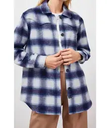 Rails Tripp Shirt Jacket Flannel Plaid Azure Sapphire Blue XL Western Shacket
