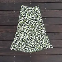 Vintage Kate Hill Silk Green/White Floral Chiffon Maxi Skirt