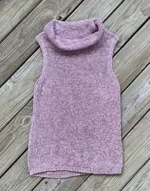 Laura Ashley Women's Vintage Pink Cowl Neck Sleeveless Sweater Size L