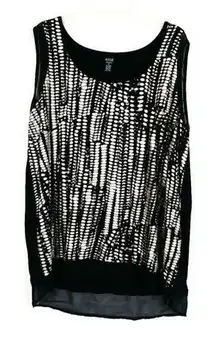 A.n.a. Plus Size Black & Metal Gold Reptile Scales Print Tank Top Blouse Size 2X