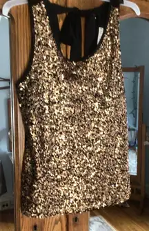 Potters Pot Gold Sequin Front Black Blouse size medium