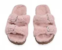 Chic Faux Fur Buckle Sandals (Women's 7 - 7.5)