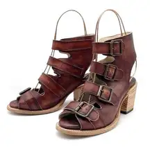 FREEBIRD by Steven Freebird Quail Sandals Cognac Brown Leather Boho Western Buckled Sandal Size 7